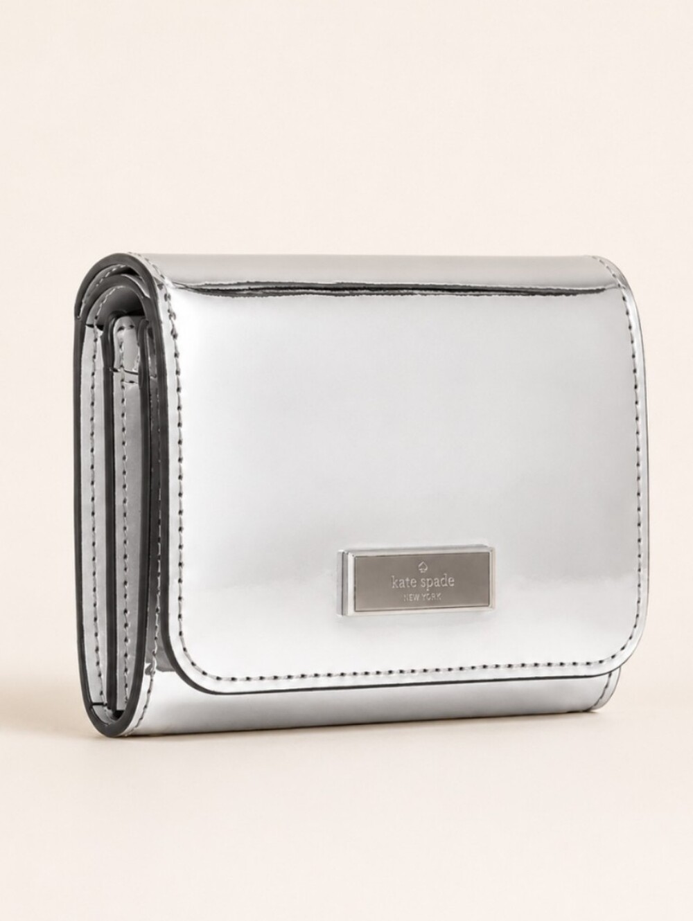 kate spade Silver Metallic Patent Wallet